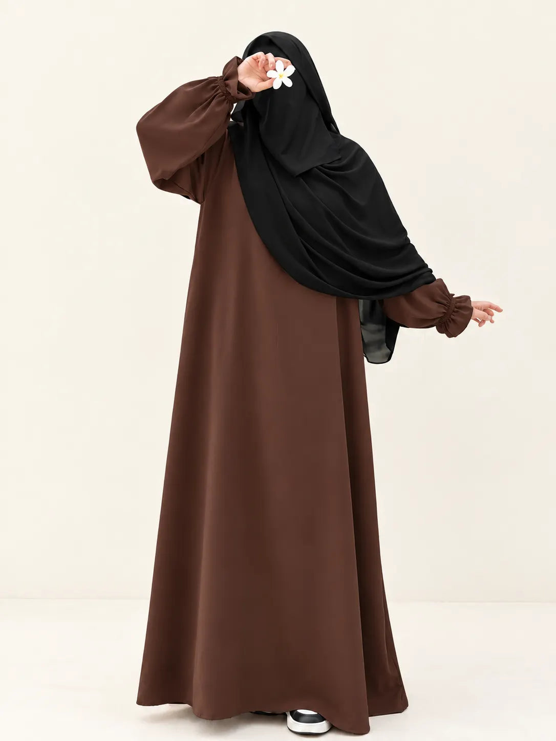 Basic Abaya With Flower Sleeves