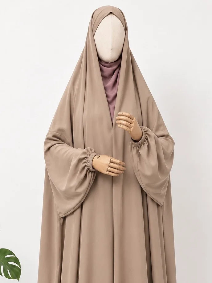 Beige Irani Chadar With Sleeves