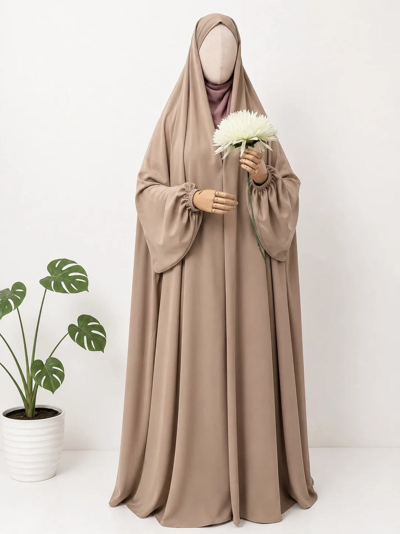 Beige Irani Chadar With Sleeves