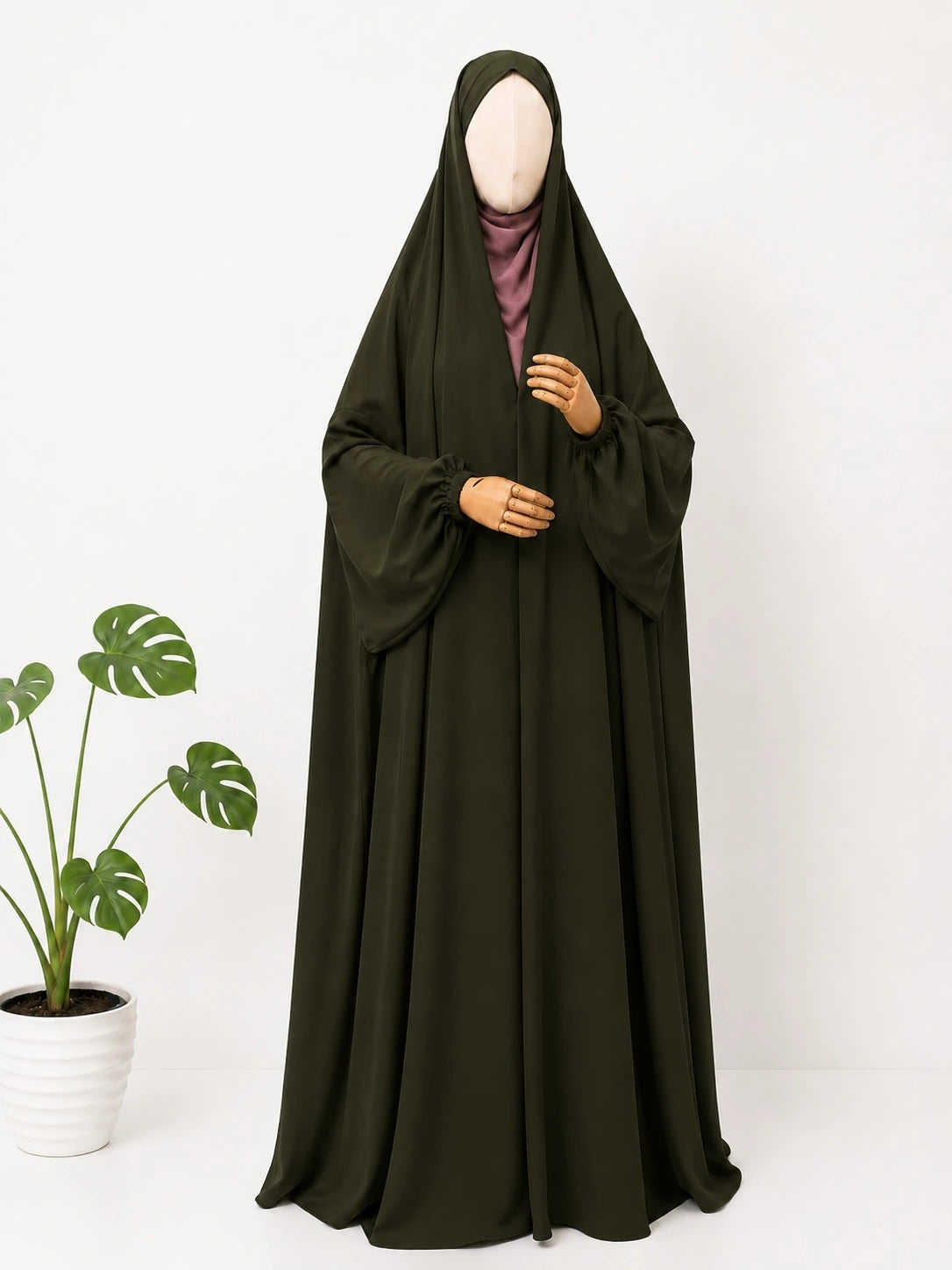 Olive Green Irani Chadar With Sleeves