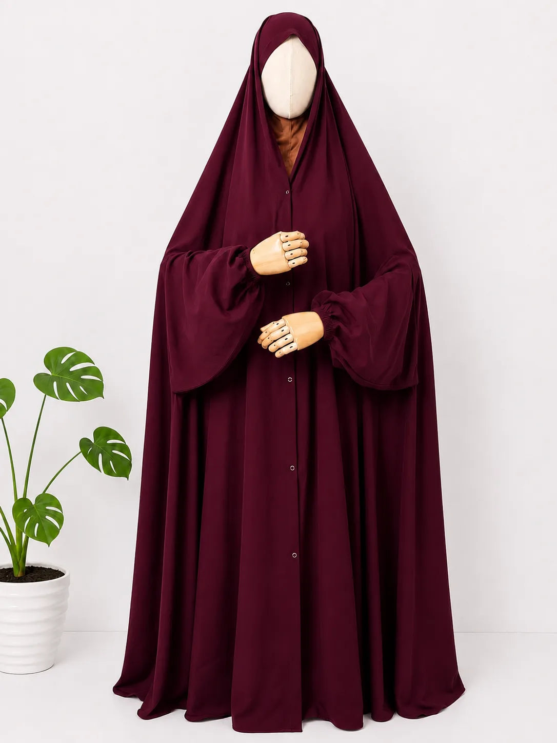 Maroon Irani Chadar With Sleeves