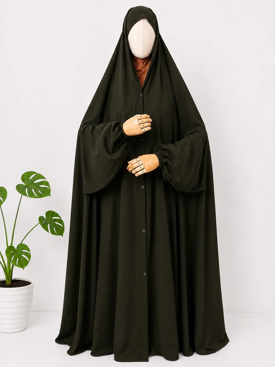 Olive Green Irani Chadar With Sleeves