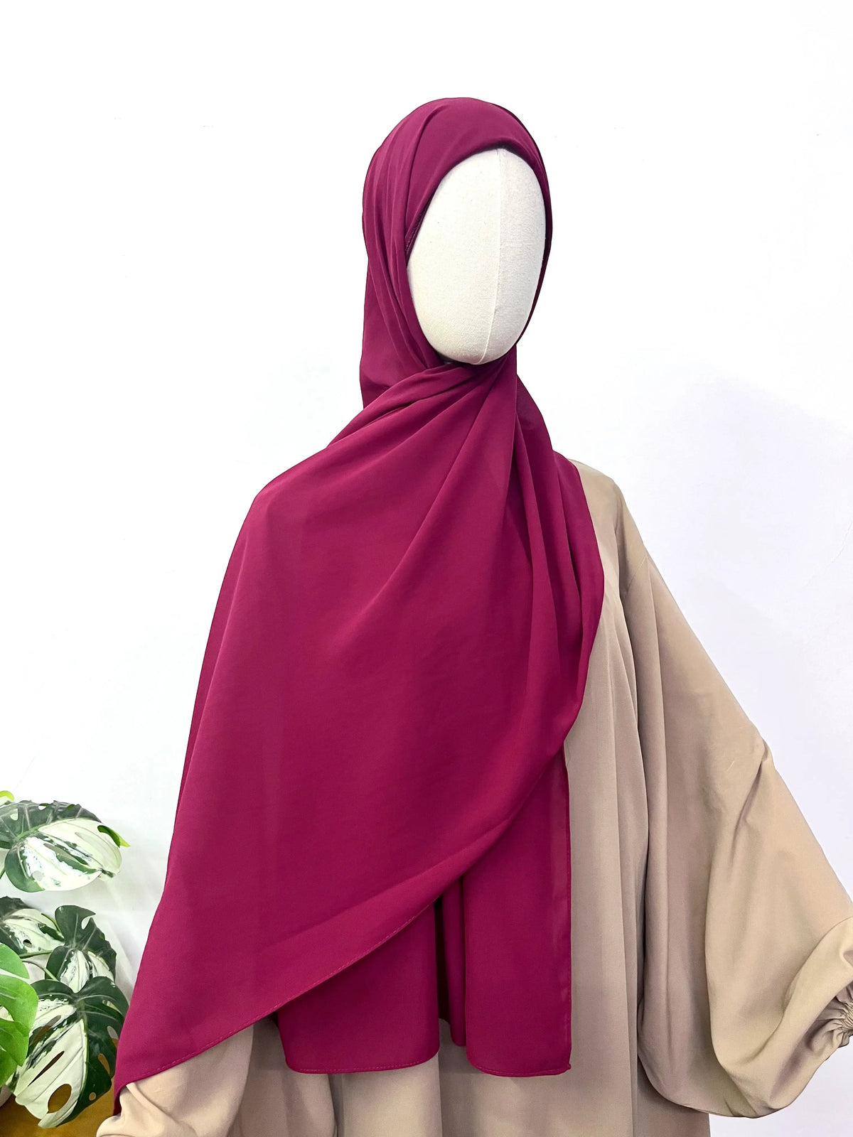 Heavy Chiffon Hijab With Attached Tube Cap