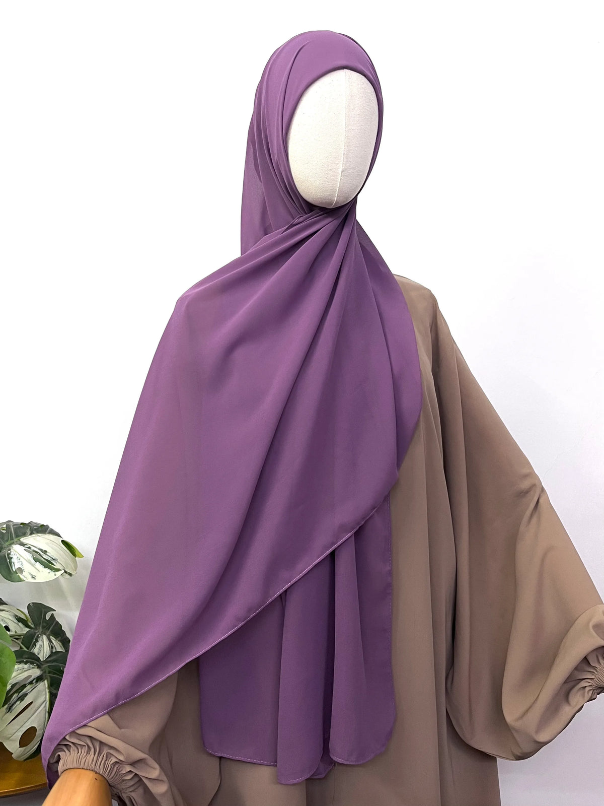 Heavy Chiffon Hijab With Attached Tube Cap
