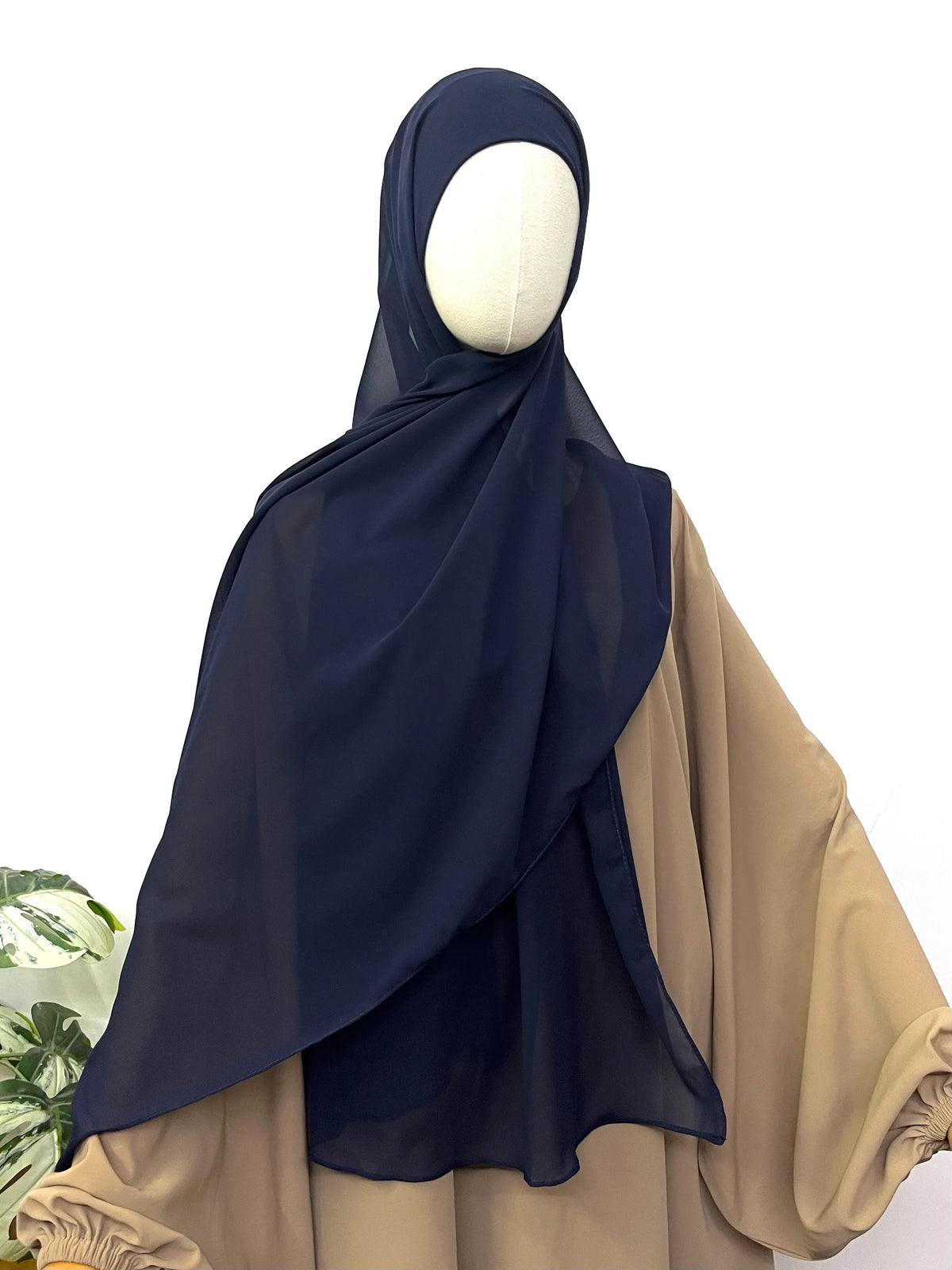 Heavy Chiffon Hijab With Attached Tube Cap