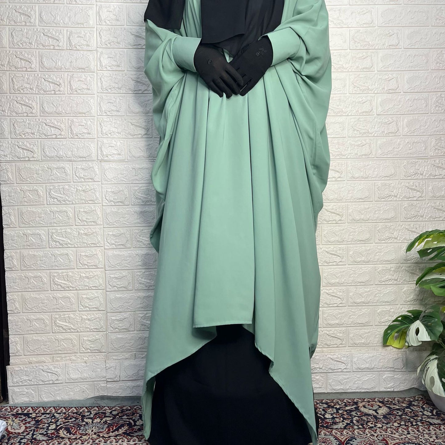 Butterfly With Contrast Skirt Abaya