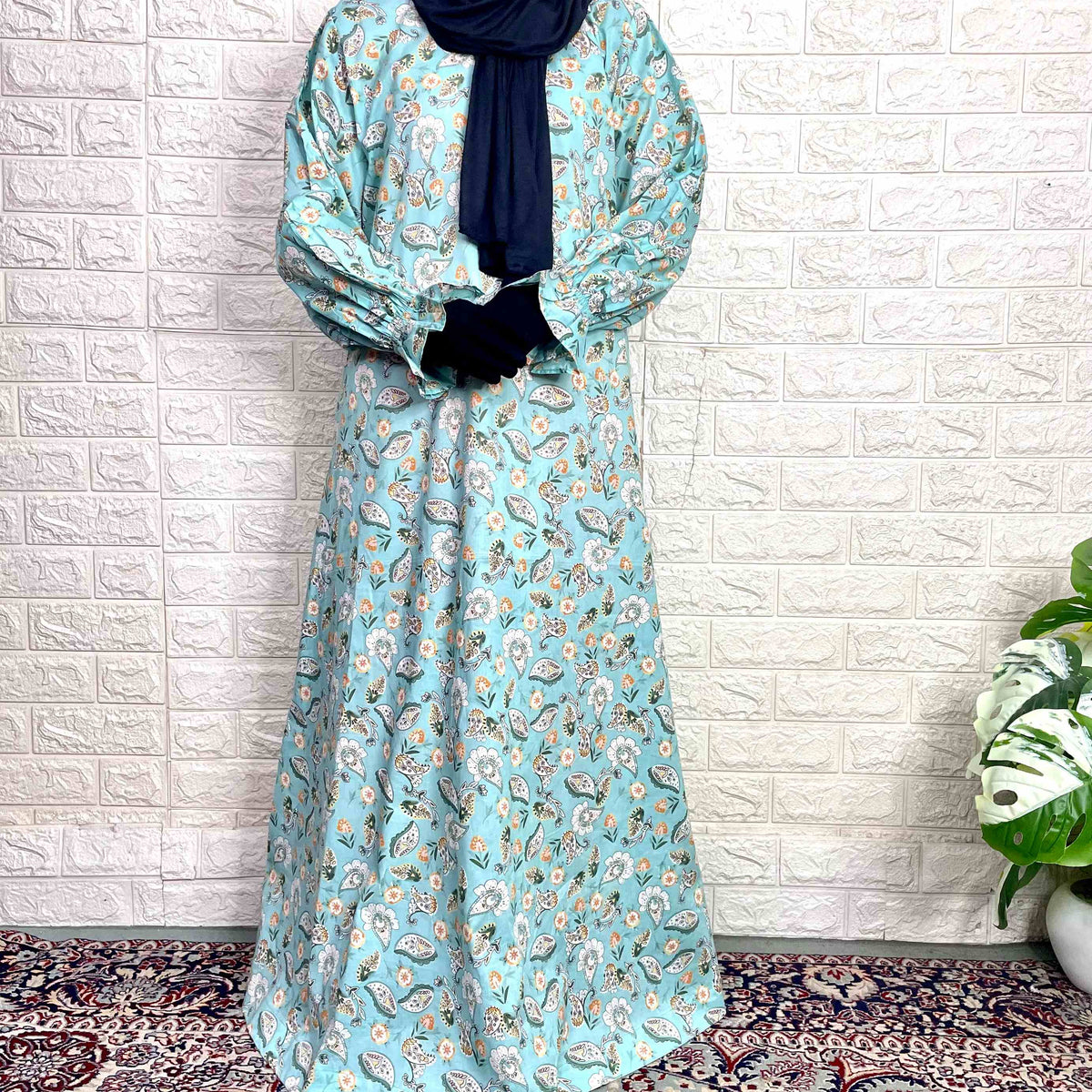 A-Line Abaya With Flower Sleeves
