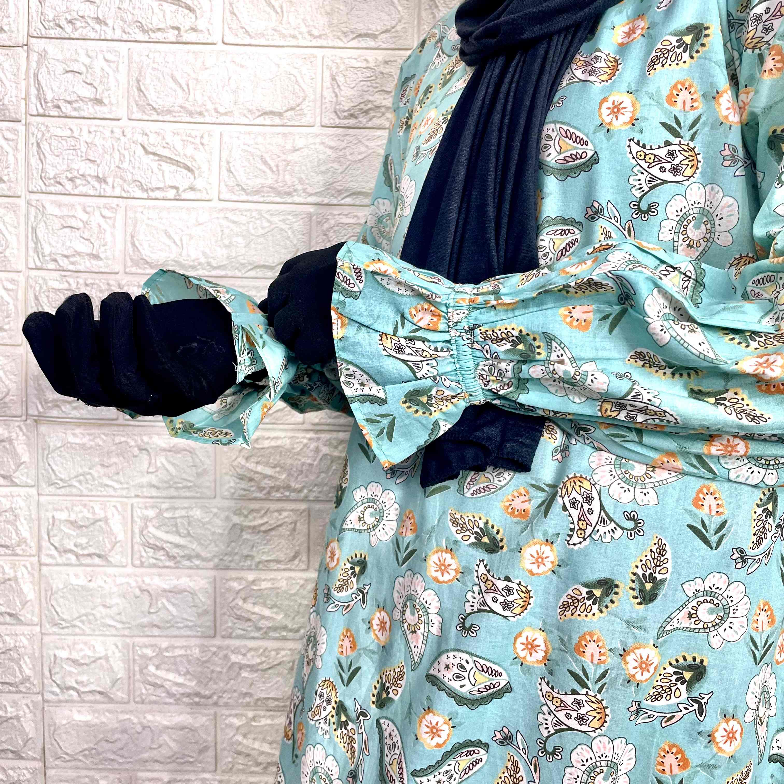 A-Line Abaya With Flower Sleeves
