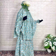 Aline abaya with flower sleeves and khimar set