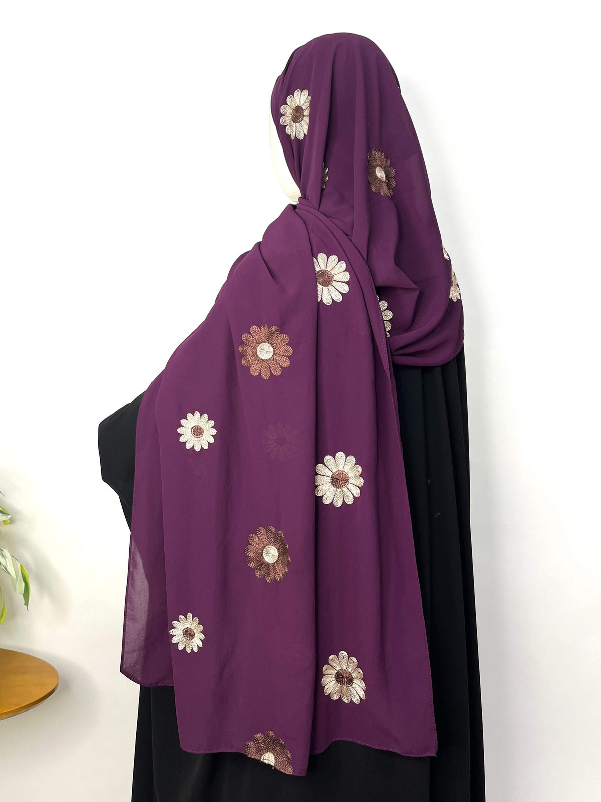 Chiffon hijab with embroidery