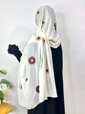 Off-white Chiffon hijab with embroidery