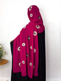 Chiffon hijab with embroidery