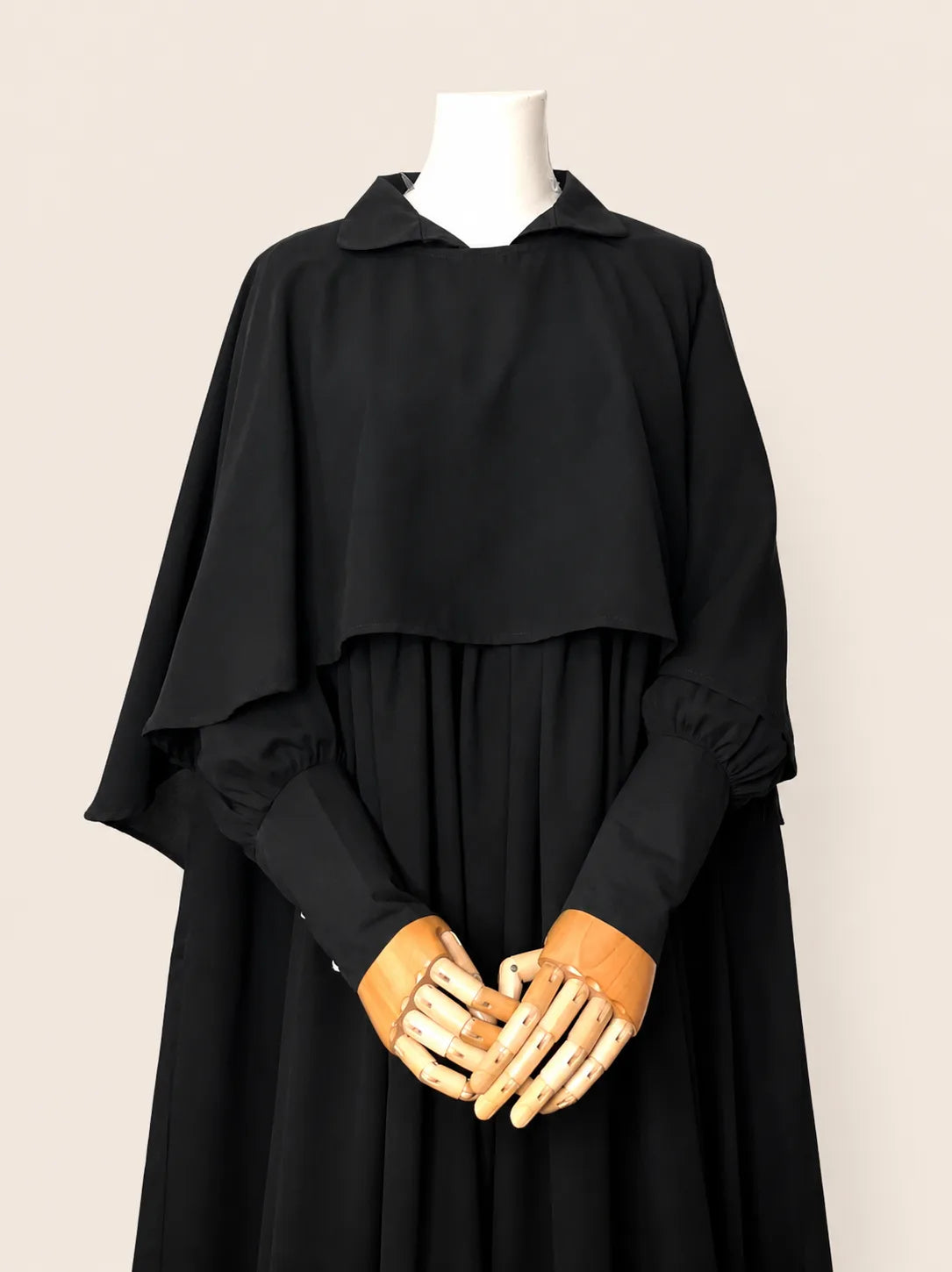 Black Nursing Abaya With Cape