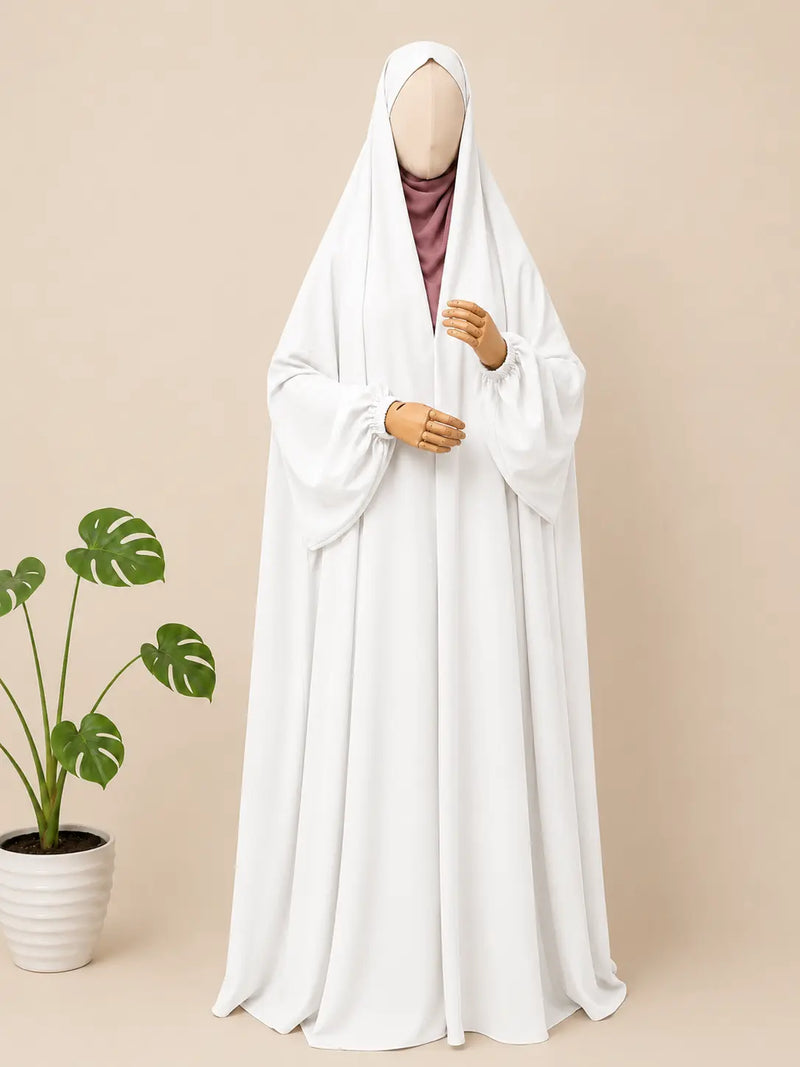 White Irani Chadar With Sleeves