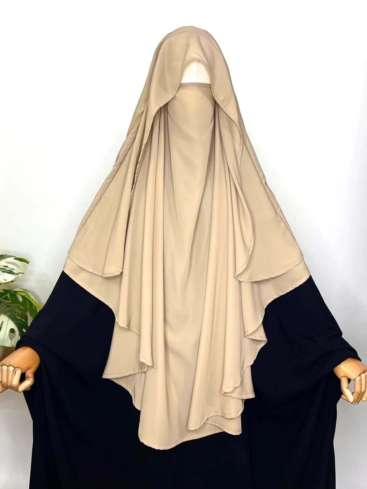 Beige Flap Round Khimar
