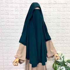 Hunter Green Round With Flap Khimar