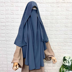 Gray Round With Flap Khimar