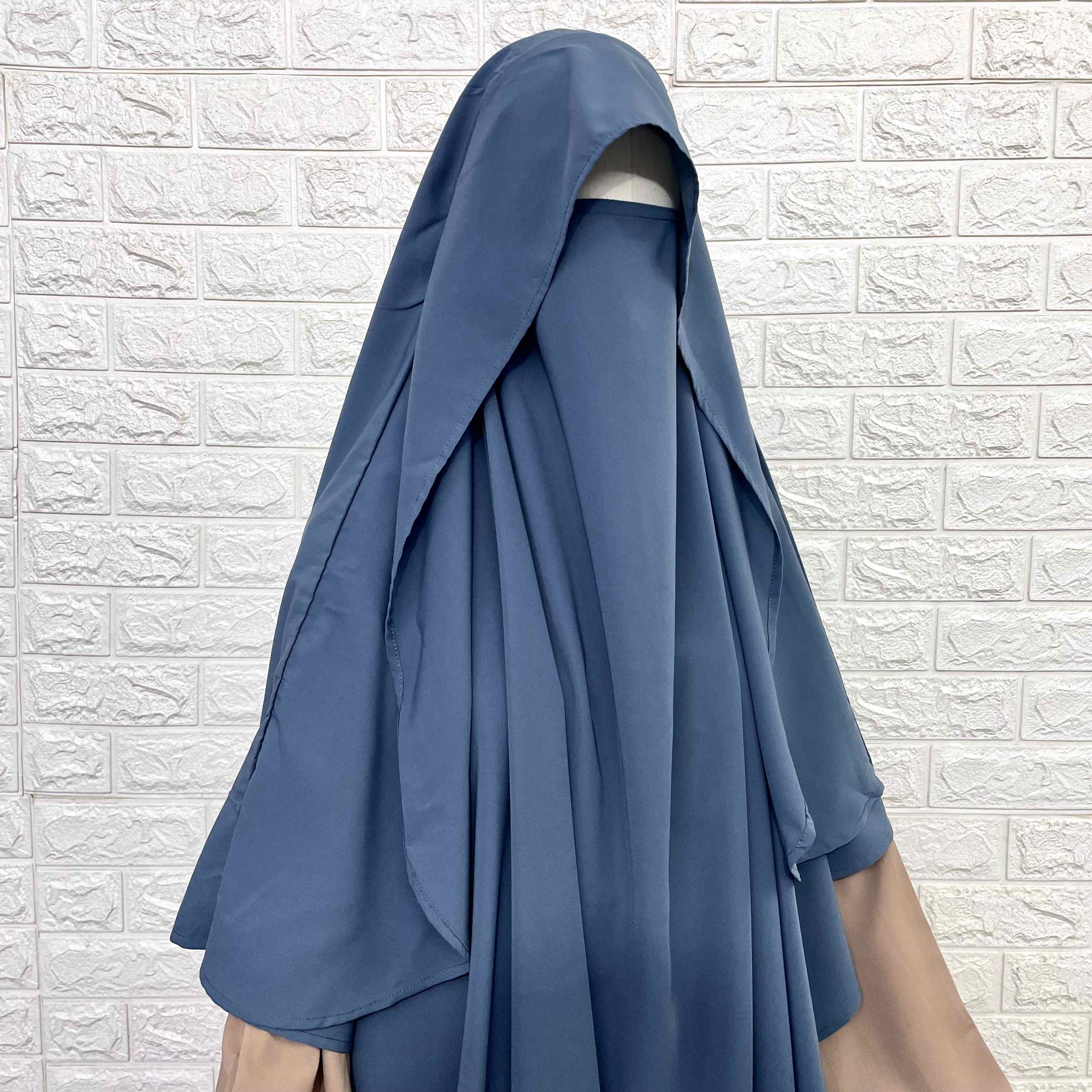 Gray Round With Flap Khimar