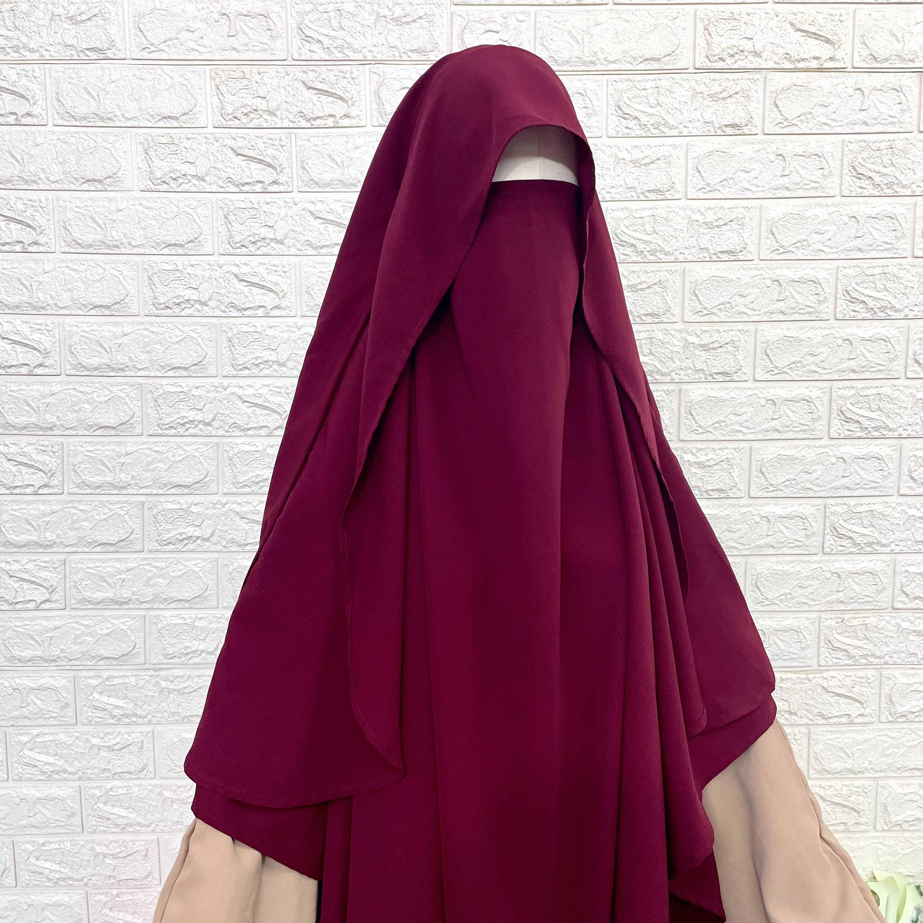 Maroon Round With Flap Khimar