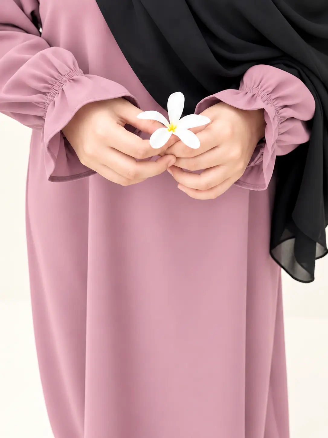 Basic Abaya With Flower Sleeves