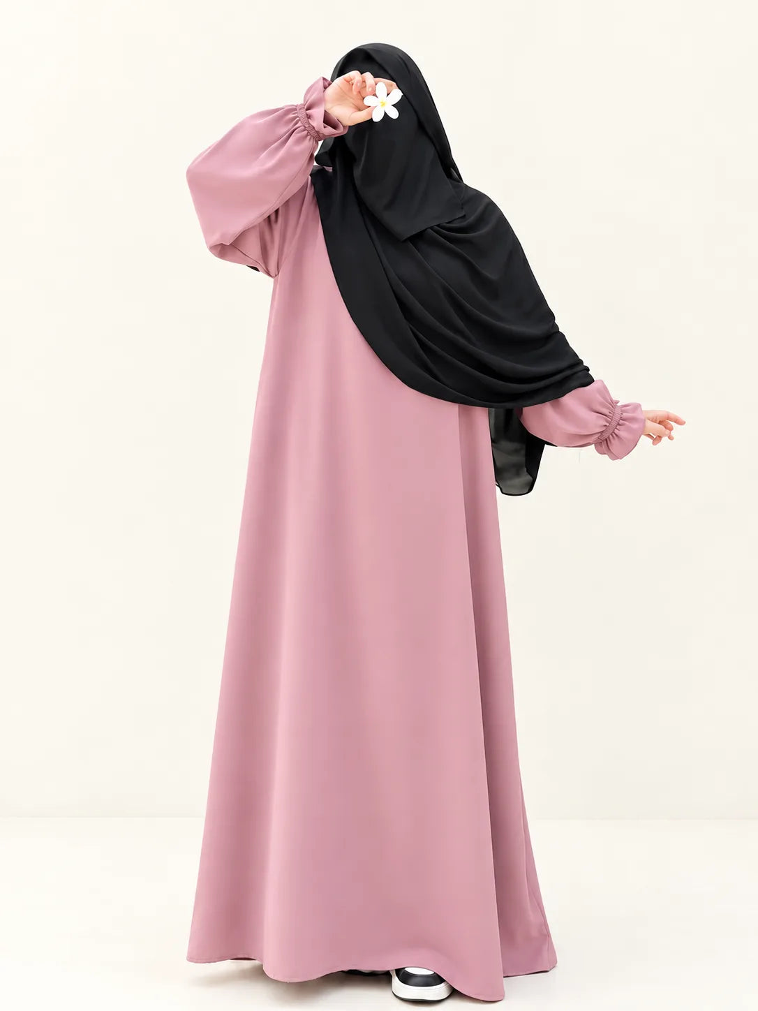 Basic Abaya With Flower Sleeves