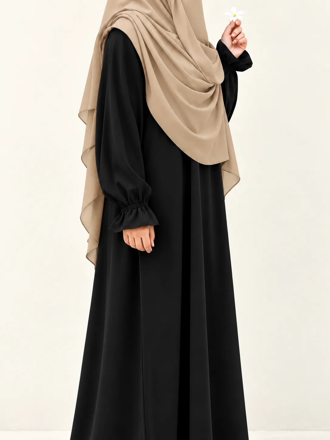 Basic Abaya With Flower Sleeves