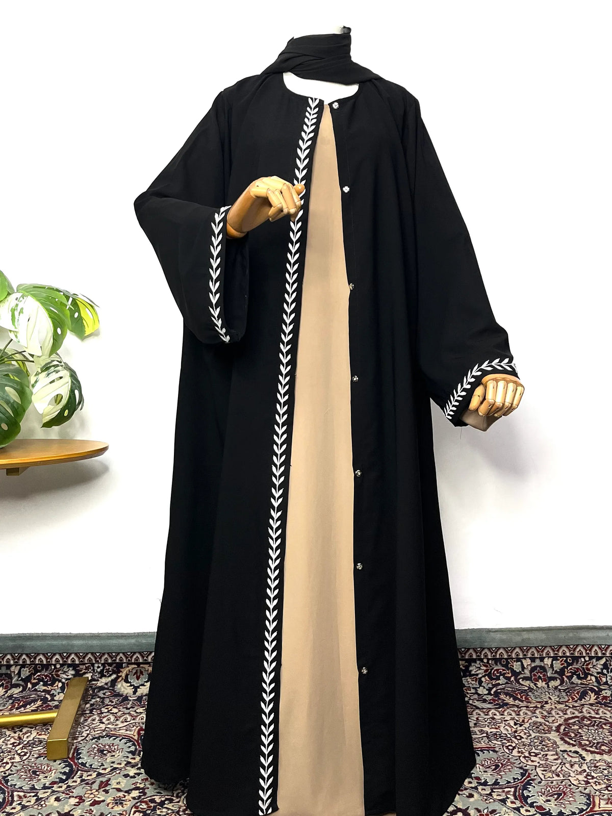 Rehmat Front Open Embroidery Abaya