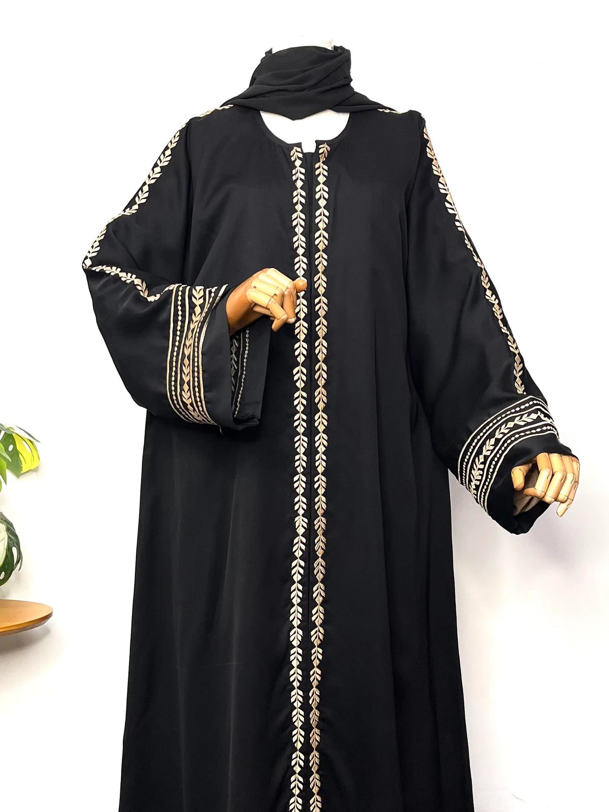 Rehmat Front Open Embroidery Abaya
