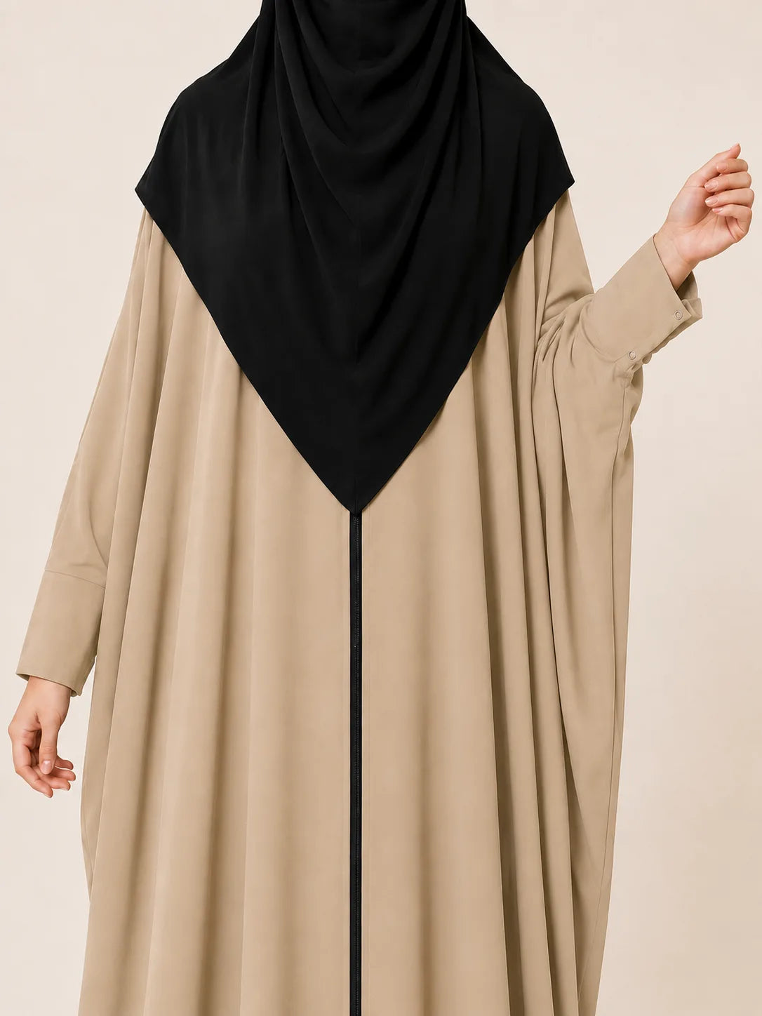 Beige Front Open Kaftan Abaya