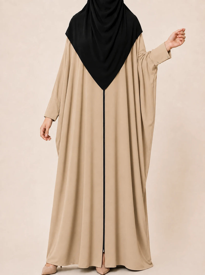 Beige Front Open Kaftan Abaya