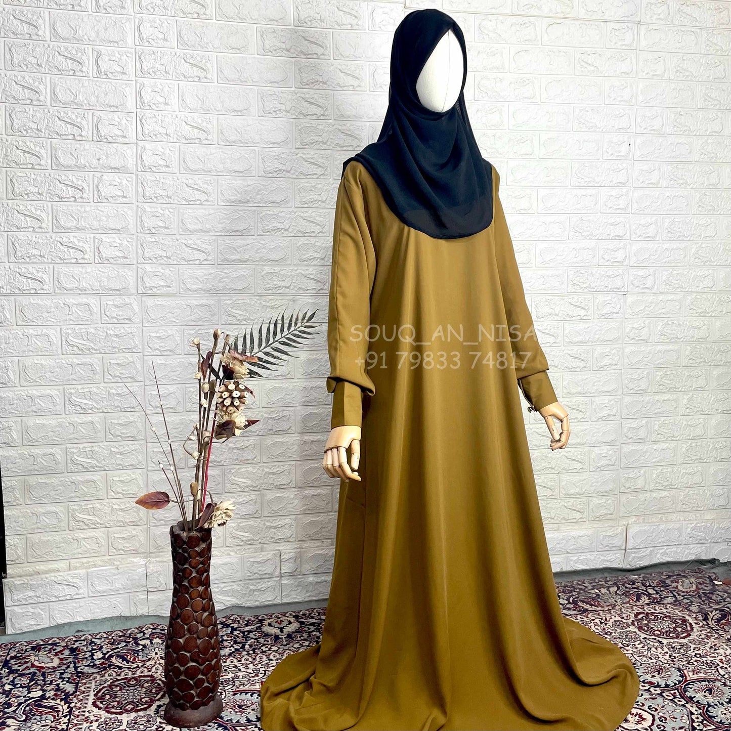 Henna A-Line Abaya With Cuff Sleeves