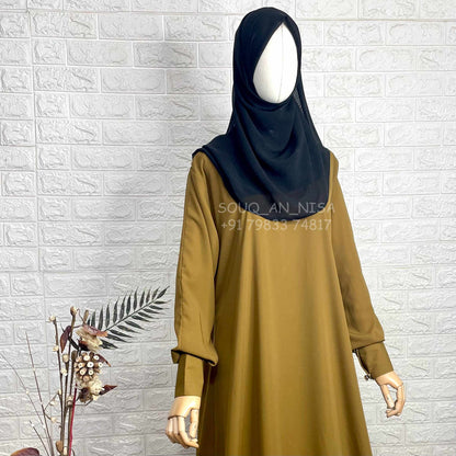 Henna A-Line Abaya With Cuff Sleeves