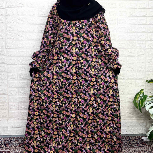 A-Line Abaya With Flower Sleeves