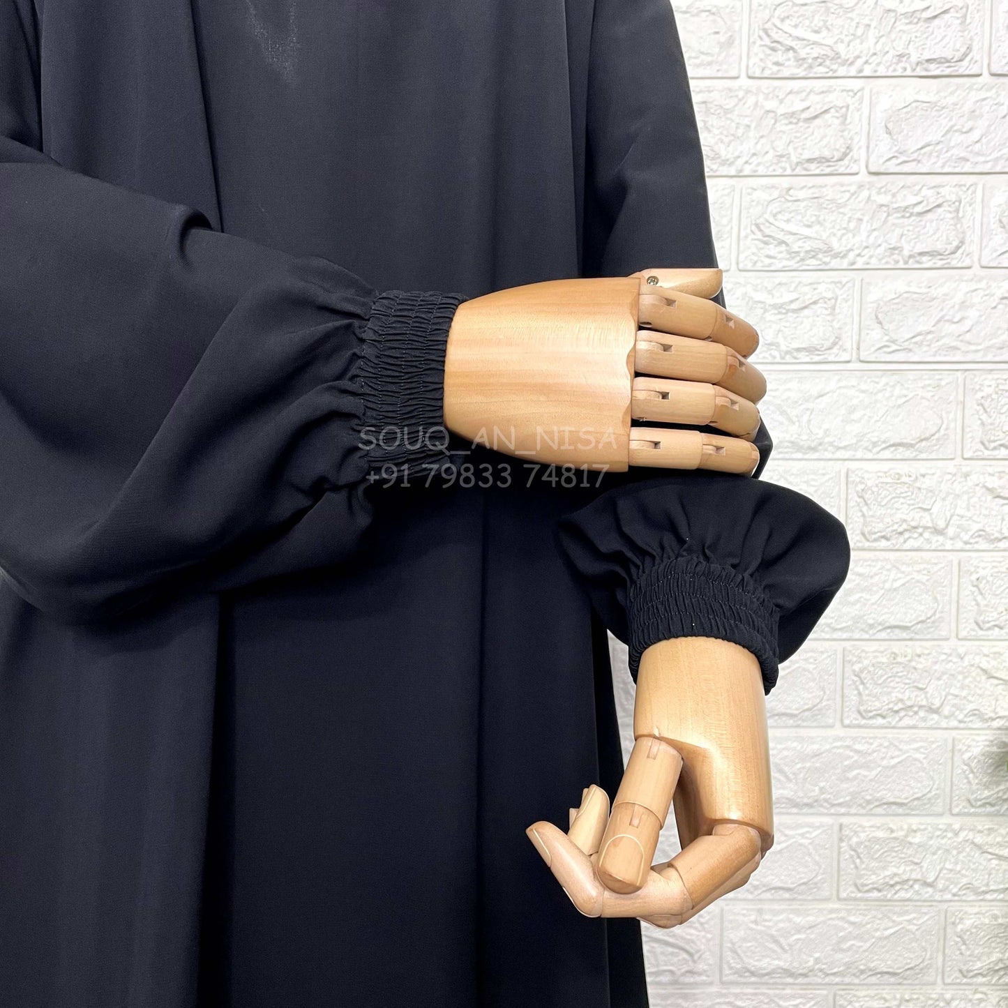 Basic A-Line Abaya With Elastic Sleeves