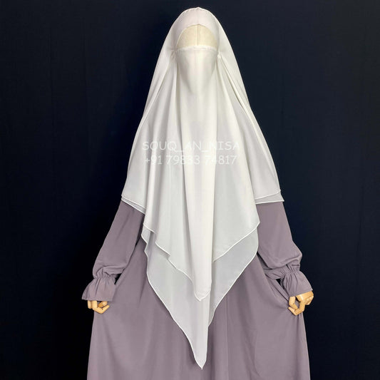 White Double Layers French Khimar