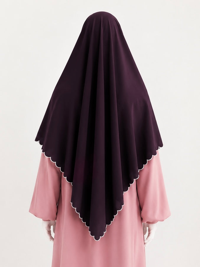 Plum diamond khimar with embroidery