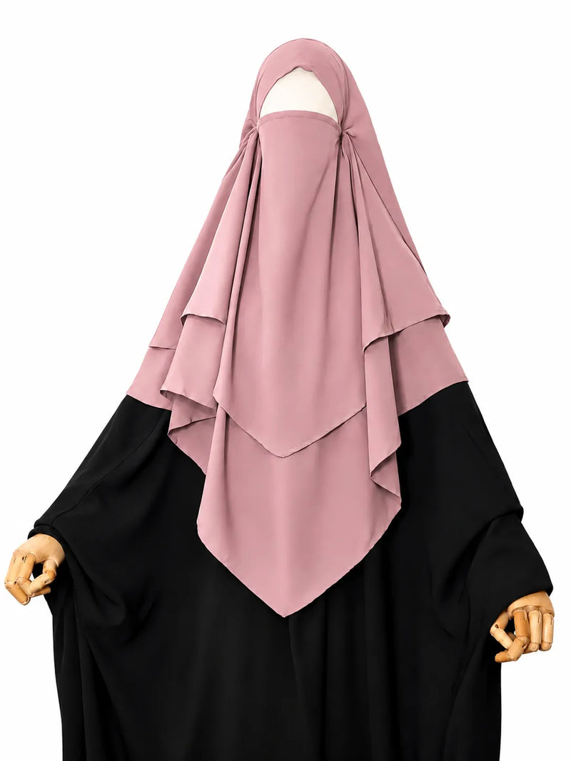 Pastel Pink Two Layers Diamond Khimar