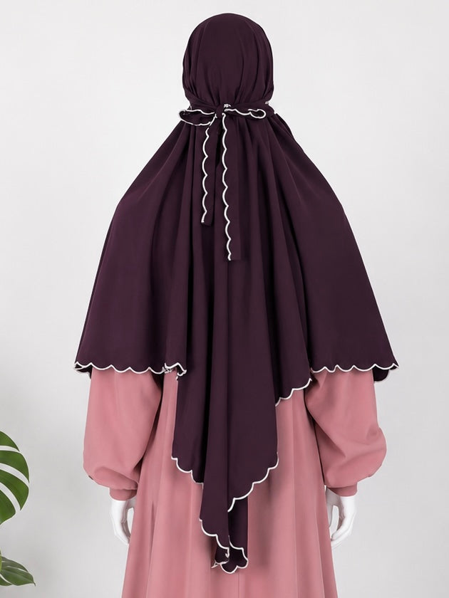 Plum diamond khimar with embroidery