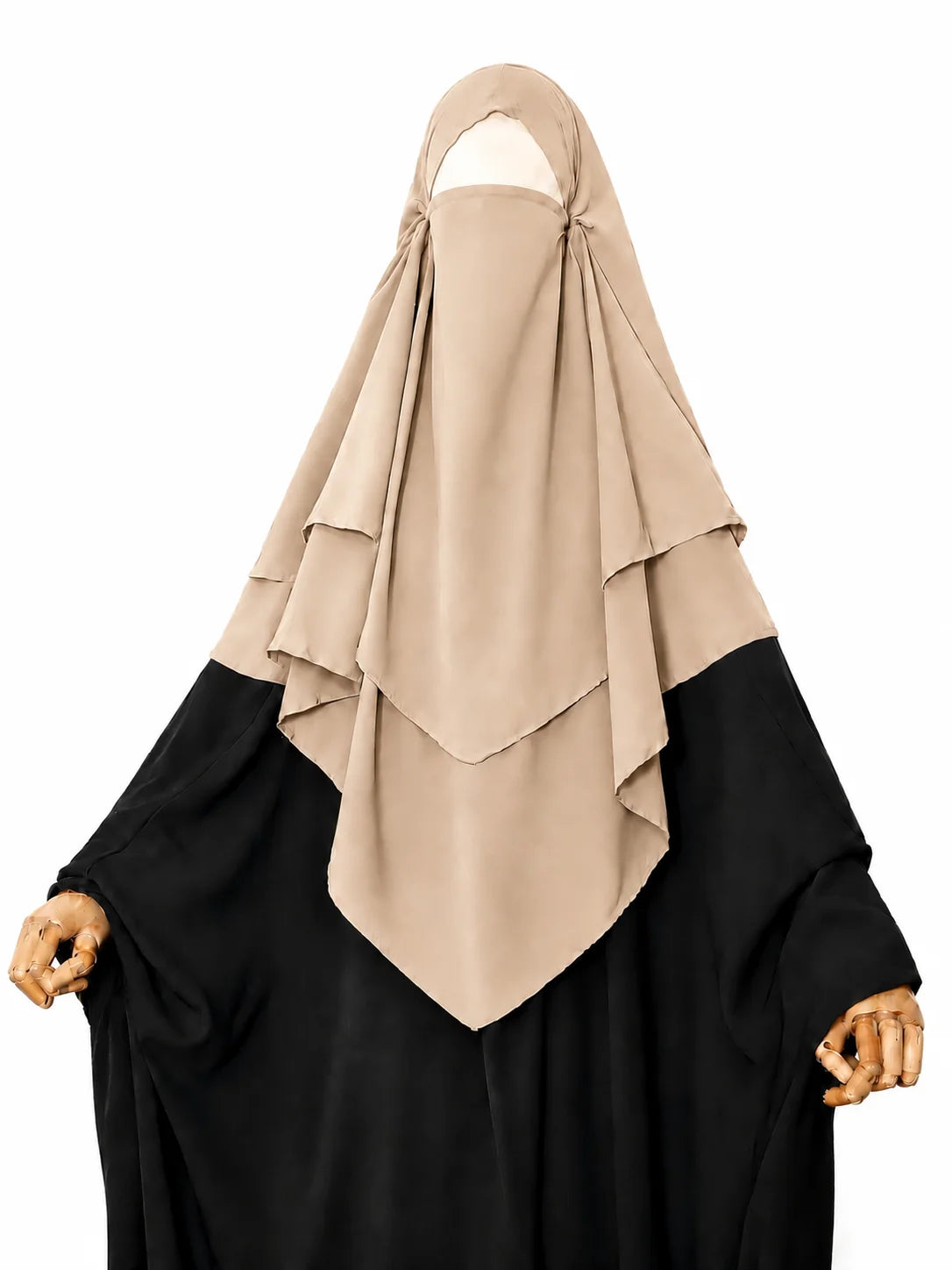Beige Two Layers Diamond Khimar