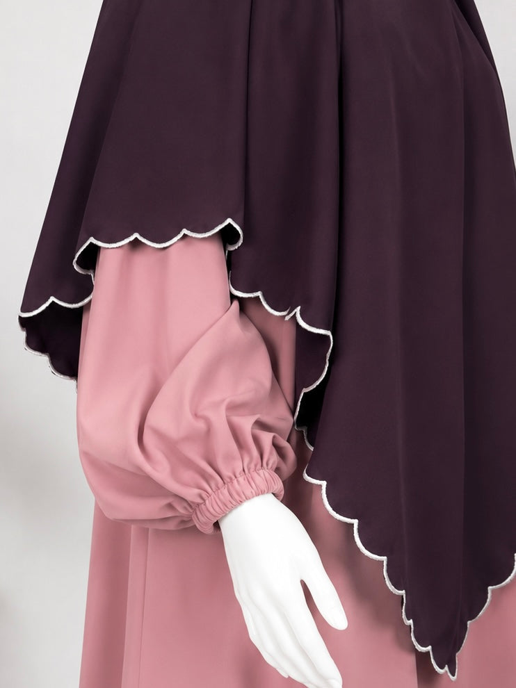 Plum diamond khimar with embroidery