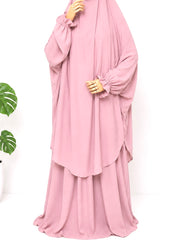 Two Pc Jilbab With Flower Sleeves