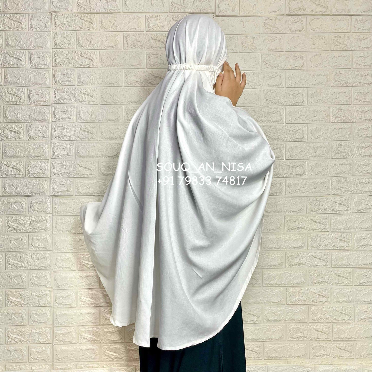 Solid White Kids Khimar