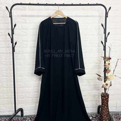 Abaya with contrast piping