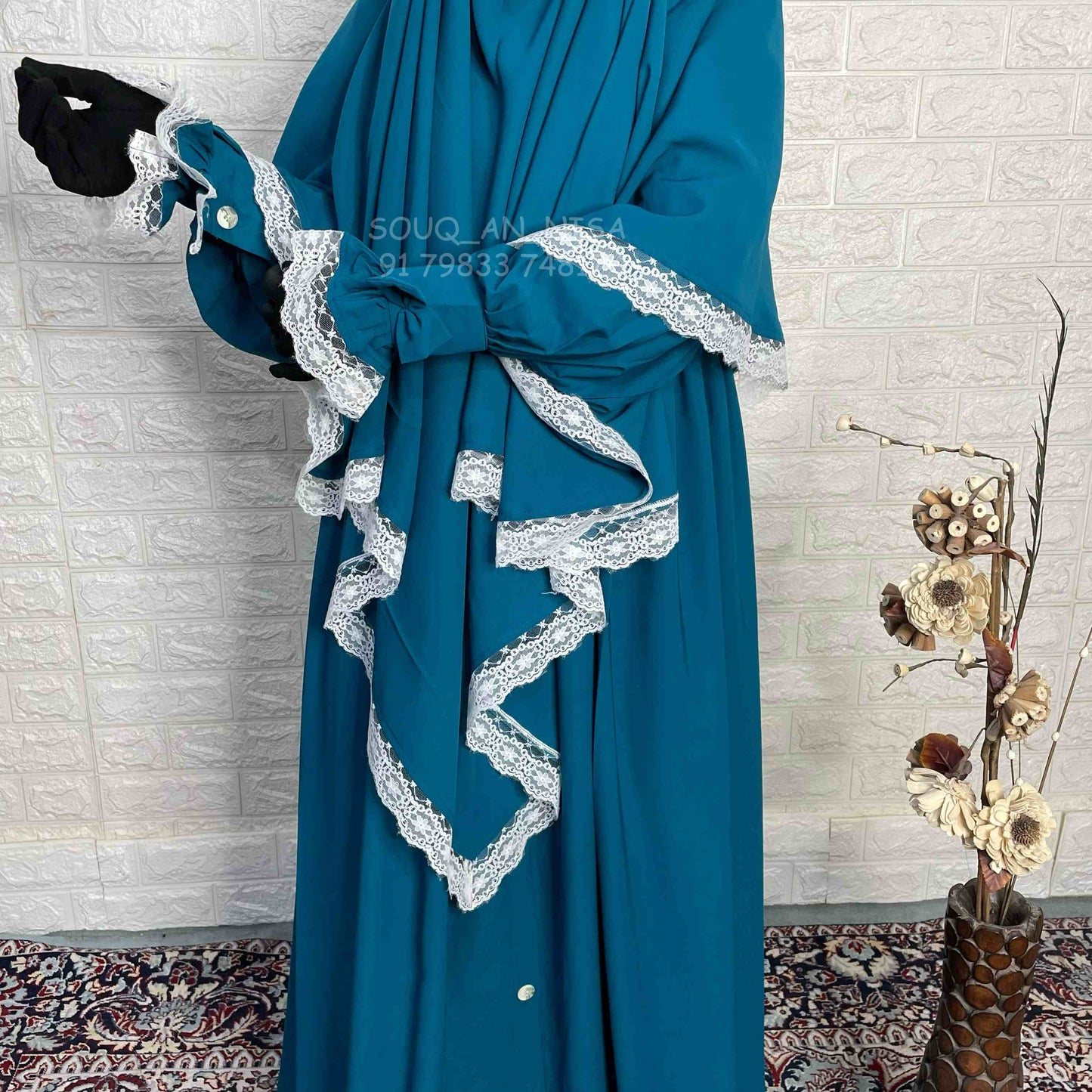 Teal Princess Abaya Or Khimar Set