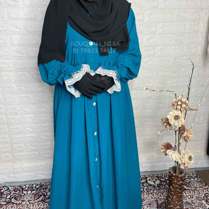 Teal Princess Abaya Or Khimar Set