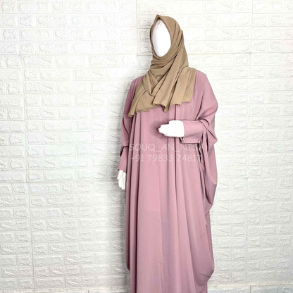 Pastel Pink Kaftan Abaya With Cuff Buttons