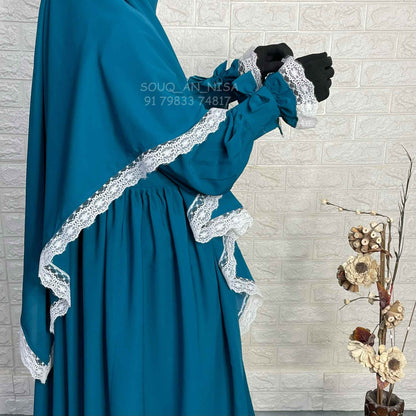 Teal Princess Abaya Or Khimar Set