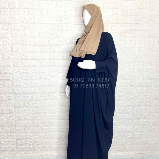 Navy Blue Kaftan Abaya With Cuff Buttons