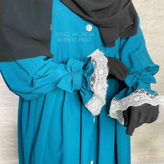 Teal Princess Frill Abaya