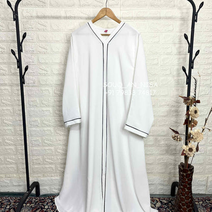 White Piping Abaya